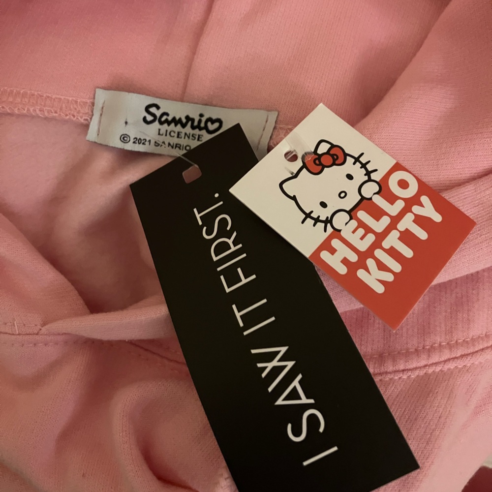 Hello kitty x I saw it first pink hoodie sweatshirt hearts valentines XL - Picture 7 of 8